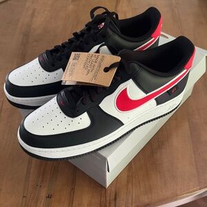 NWT and box, Nike Air Force 1 ‘07 NN Size 13 Men's Black, White, and Red Sneaker